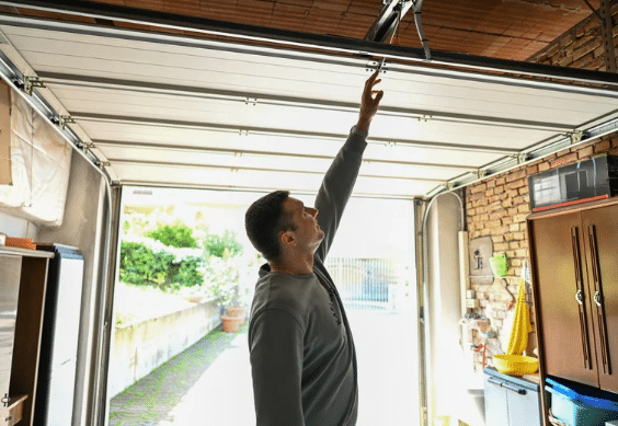 person opening garage door